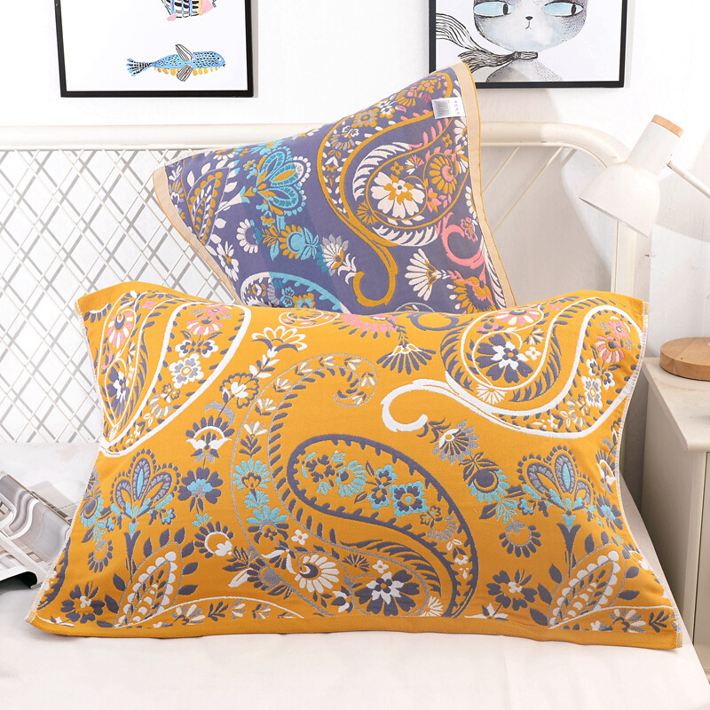 纯棉成人六层加厚枕巾欧式枕头巾盖巾F全纱布柔软吸汗家用一对装