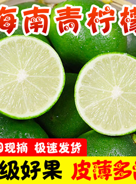 海南新鲜青柠檬5斤免邮皮薄多汁一级小青柠香水绿色柠檬整箱批发9