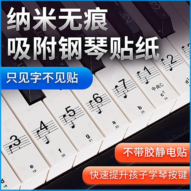 纳米钢琴键盘贴纸88键61键54键成人儿童电子琴五线谱简谱按键贴