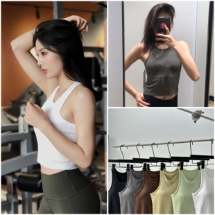 现货lulu正品Ebb短款瑜伽背心女夏季外穿运动健身服上衣带胸垫