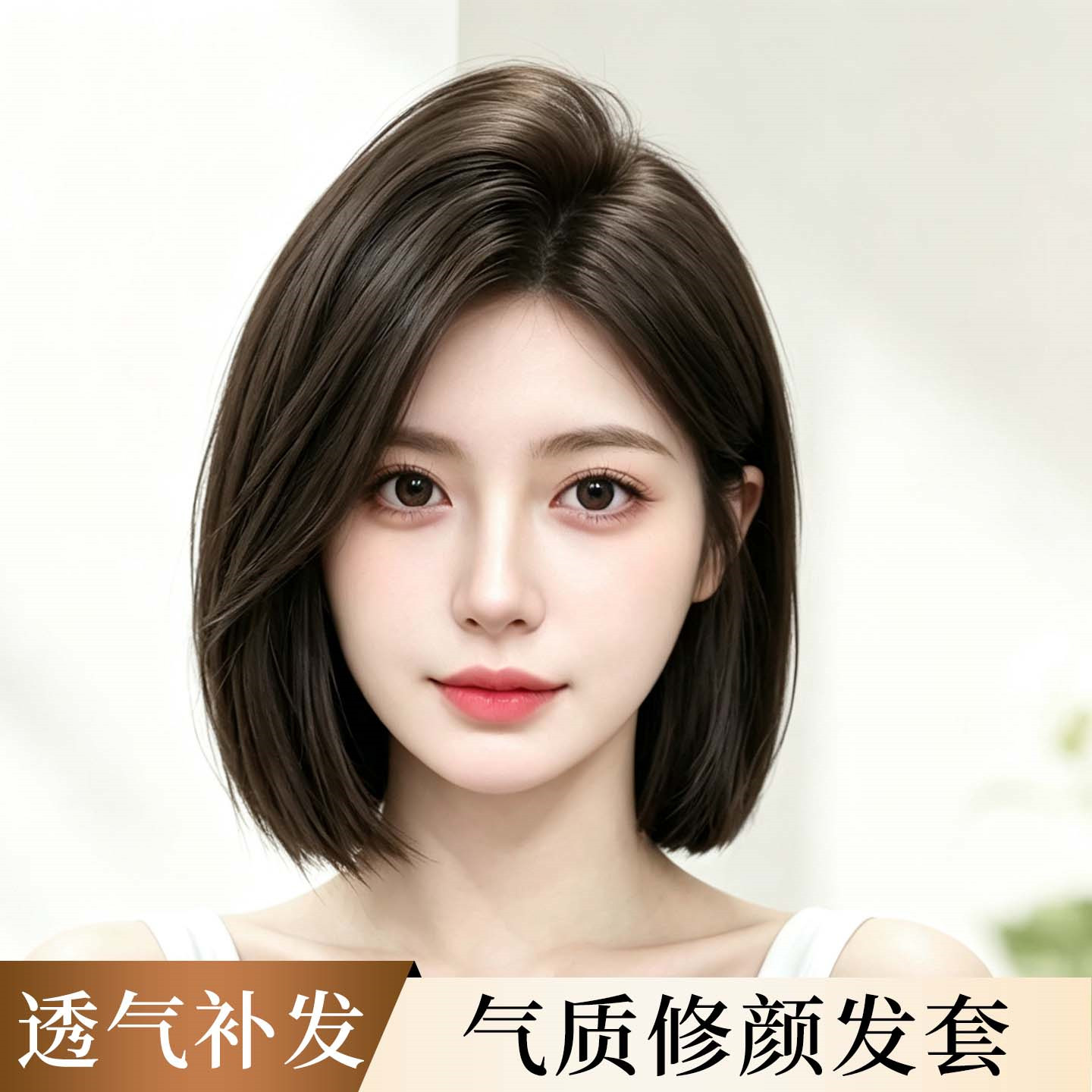 透气补发-免打理短发真发假发套图片