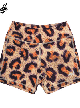 SLAMBLE女子5寸豹纹短裤提臀运动训练CrossFit弹力排汗瑜伽健身