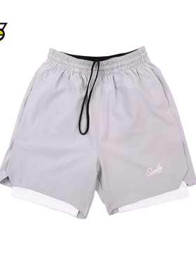 SLAMBLE夏季新款美式假两件篮球短裤男训练健身运动跑步中裤半裤