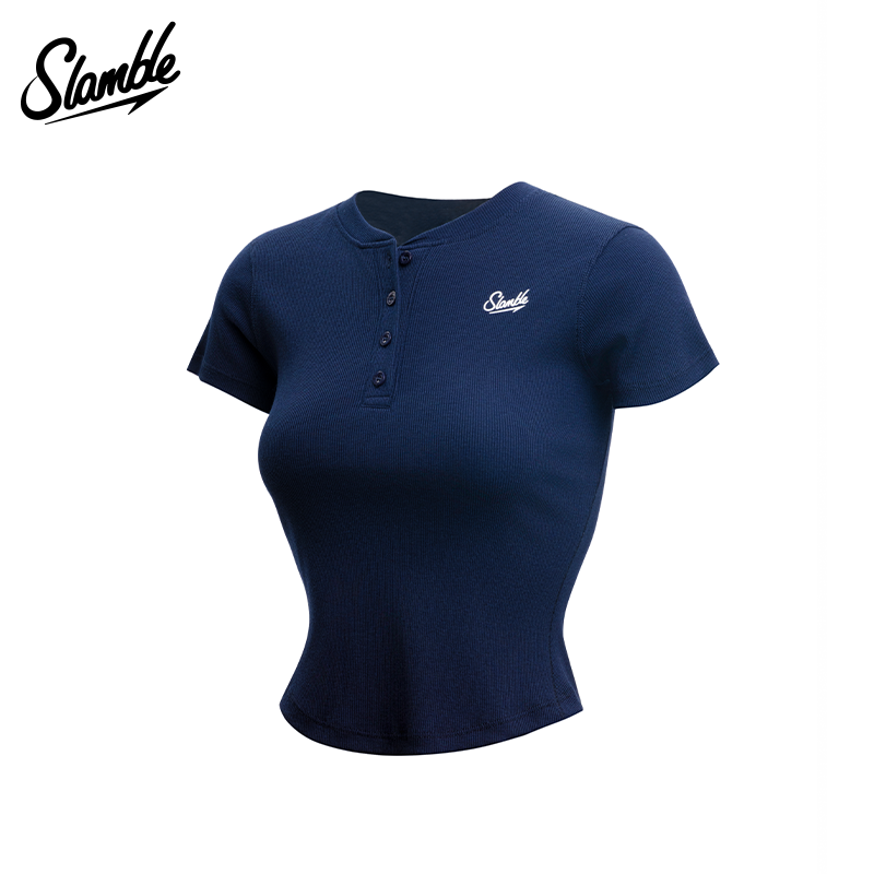 SLAMBLE女子运动亨利领优可丝短袖T恤修身显瘦凉感冰皮高弹,运动服/休闲服装,运动T恤,淘宝优惠券,粉丝福利购,淘宝优惠卷
