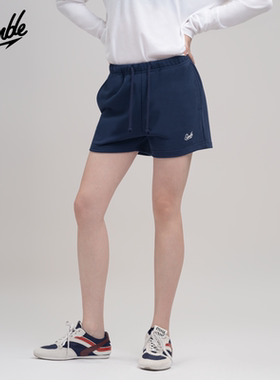 SLAMBLE女士运动休闲短裤毛圈轮廓抽绳宽松透气吸汗显高夏季新款