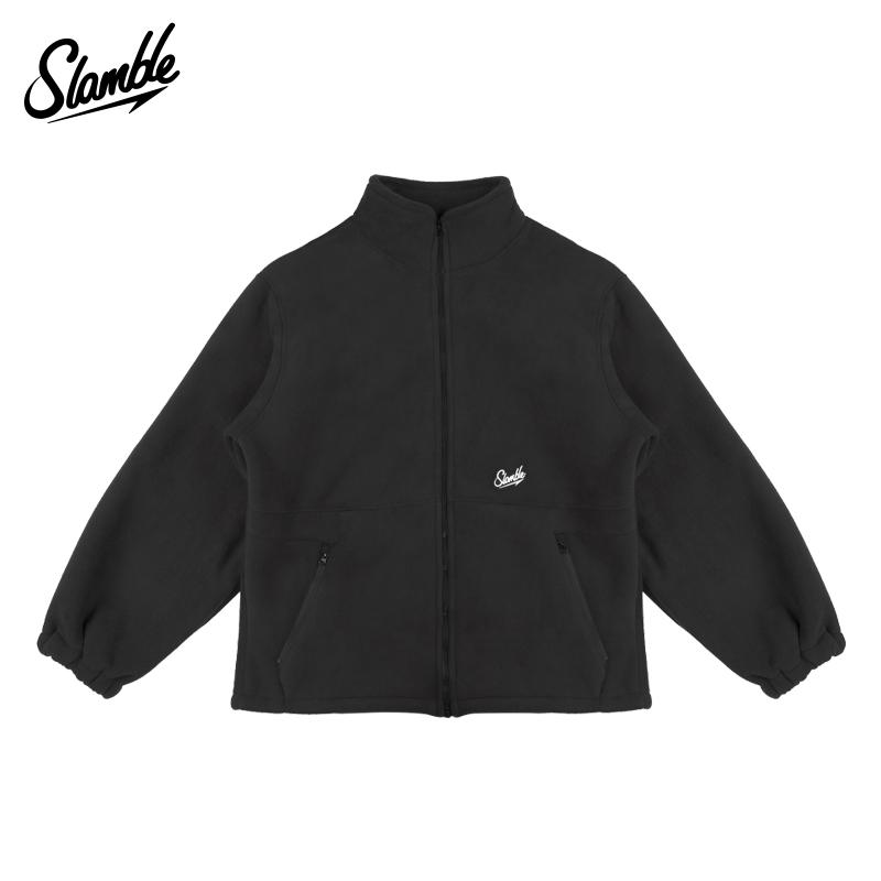 SLAMBLE秋冬新款摇粒绒运动休闲立领开衫外套男女宽松夹克上衣潮