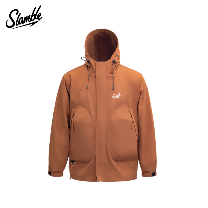 SLAMBLE男士防风连帽外套运动梭织夹克户外训练机能工装拉链秋季