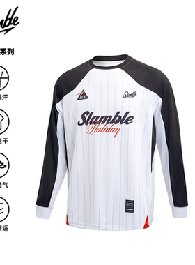 SLAMBLE男生运动长袖T恤撞色拼接插肩袖健身训练美式球衣投篮服
