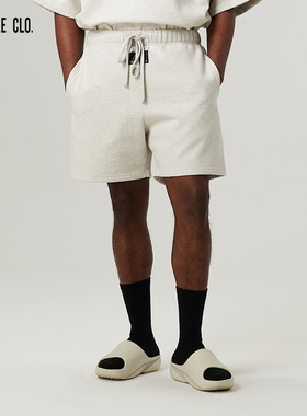 SLAMBLE CLO.新款运动针织短裤透气宽松男抽绳纯色潮牌美式休闲裤