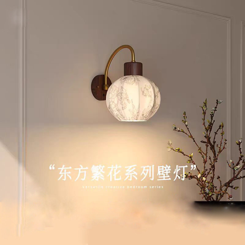 照月东方繁花法式中古壁灯床头创意艺术走廊过道灯背景墙装饰