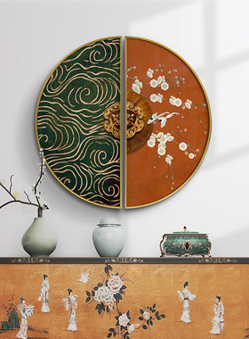 盛景新中式中国红玄关装饰画民族风建筑挂画餐厅茶室样板房壁画