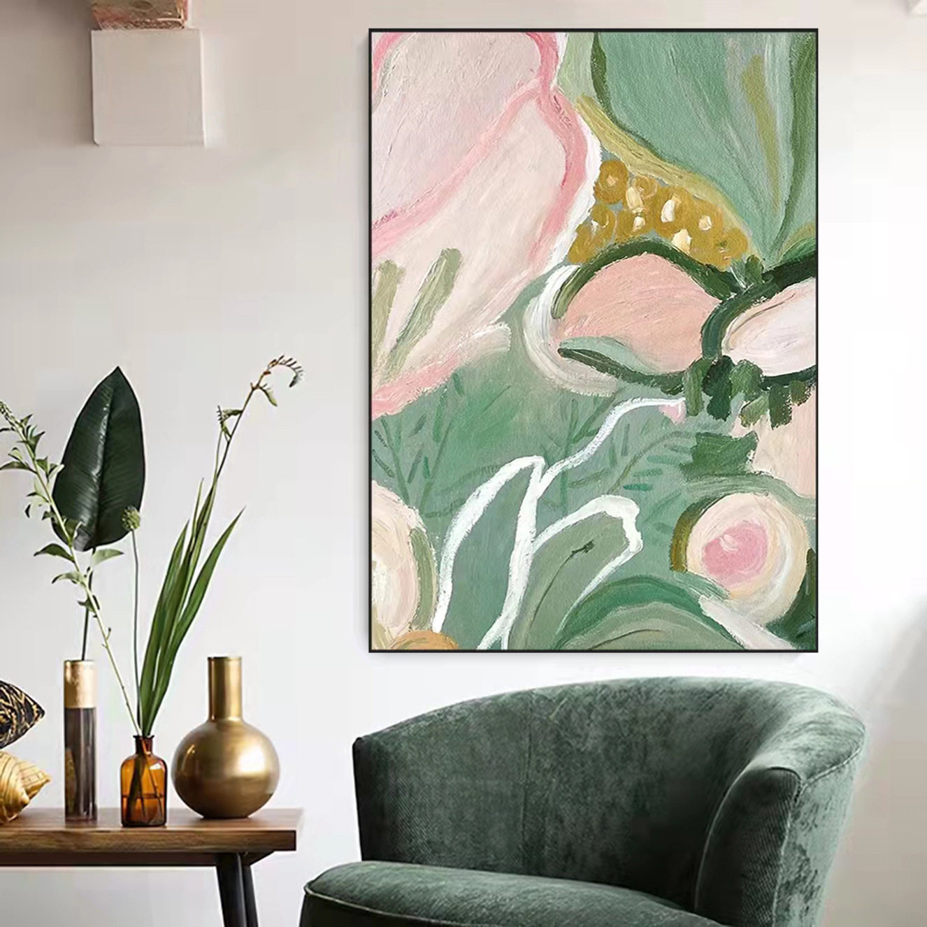 纯手绘油画客厅落地大幅装饰画玄关走廊过道沙发背景墙装置画