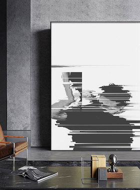 现代简约黑白灰艺术抽象人物画玄关装饰画竖版落地画过道走廊壁画