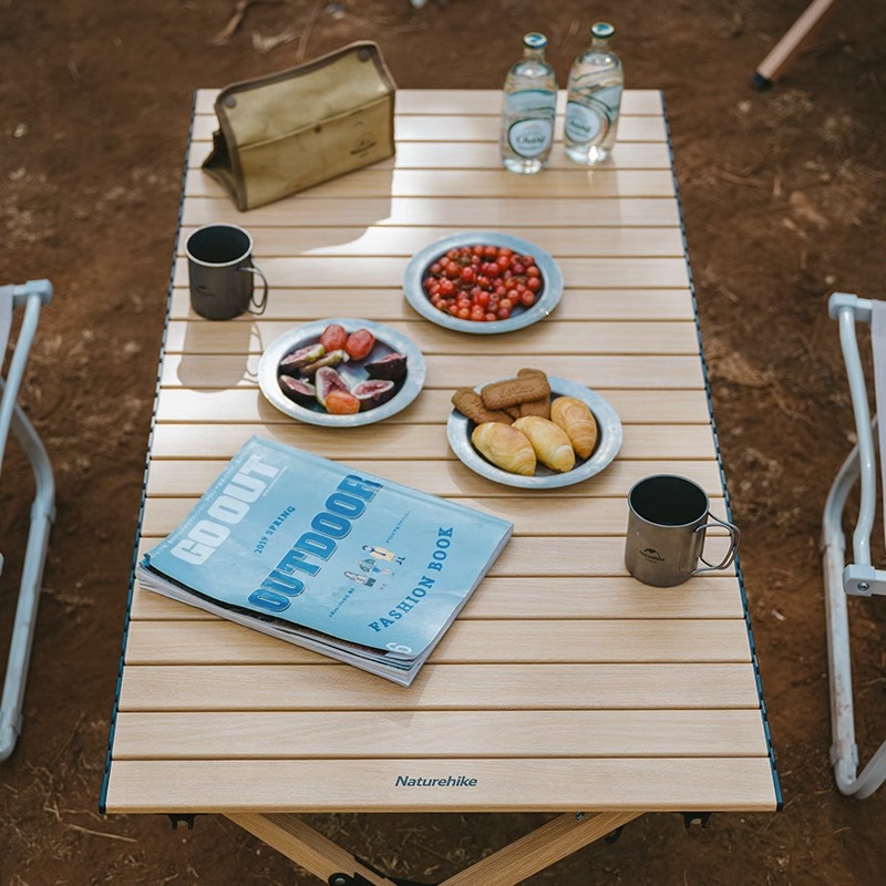 Naturehike挪客铝合金蛋卷桌便携式户外露营野餐折叠桌桌椅装备