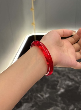 【贵妃】纯天然红色水晶手镯女冰种玉髓玉镯高冰透高级感手串手链
