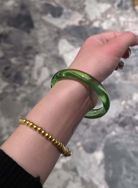 【贵妃】纯天然绿色水晶手镯女高冰种冰透白月光玉髓玉石手串手链