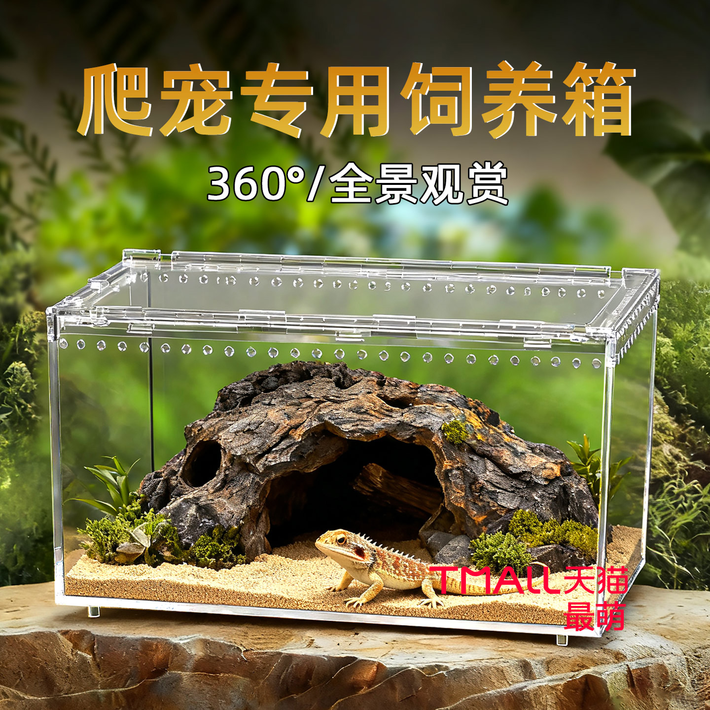 透明爬宠饲养箱可叠层防逃设计