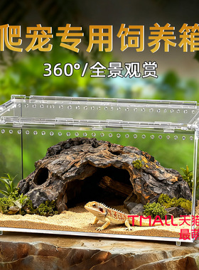 透明爬宠饲养箱可叠层防逃设计蜘蛛蜥蜴角蛙蛇乌龟水陆两用生态缸