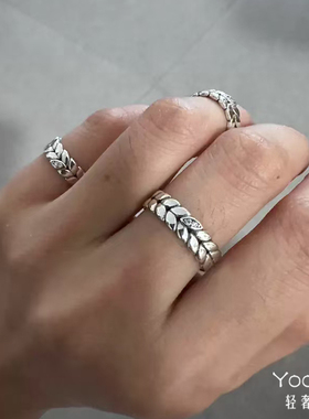 Yooper通体纯银麦穗女生s925小众轻奢复古简约感气质男戒指2025