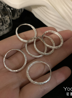 Yooper通体纯银宛如星河耳圈女波光粼粼闪亮耳环925耳扣时尚2025