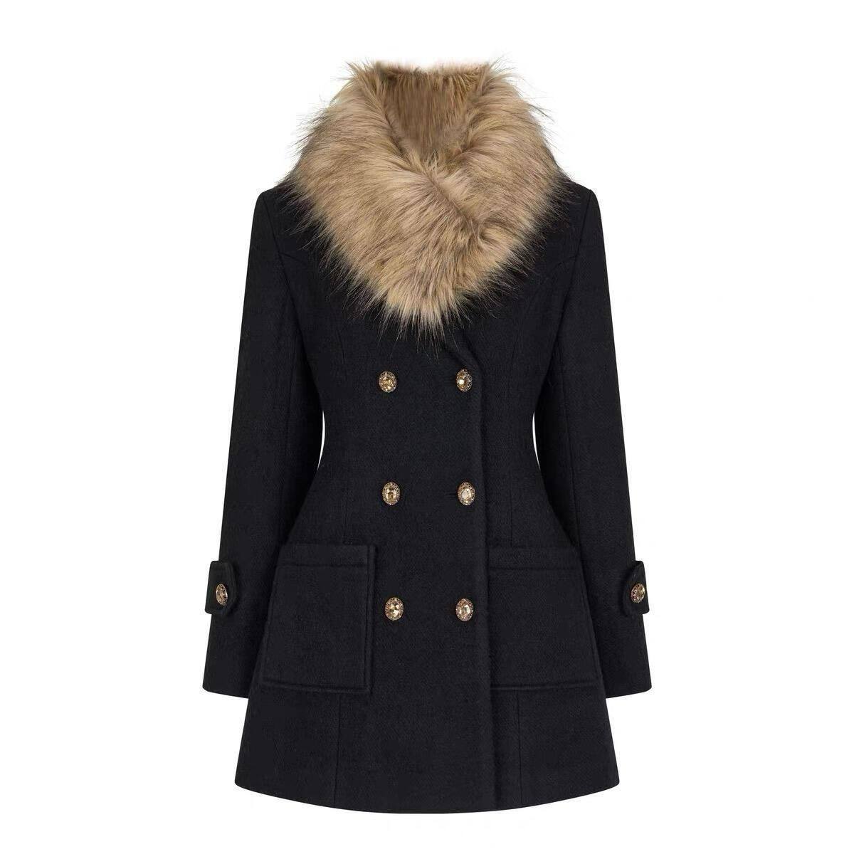 高级感千金风法式双排扣毛呢外套气质日常通勤大衣女有吊牌有领标