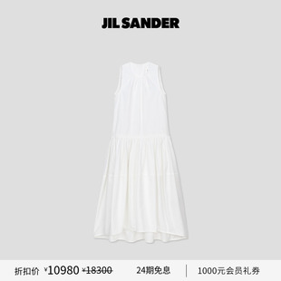 SANDER 2025新品 女士 长款 JIL 缩褶圆领无袖 连衣裙 甄选折扣