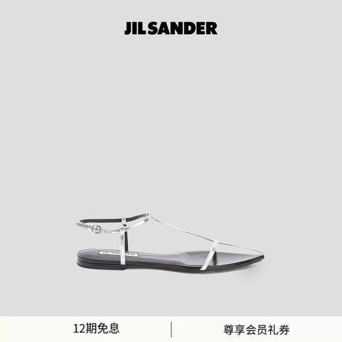 JIL SANDER 女士 羊皮革平底绑带凉鞋