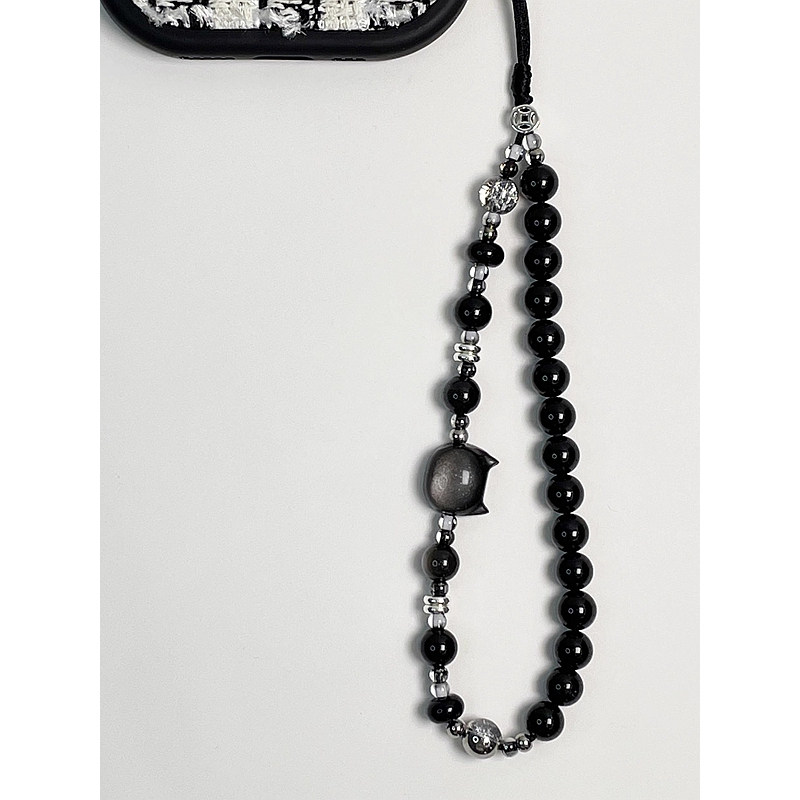 原创手机链挂链黑色猫咪