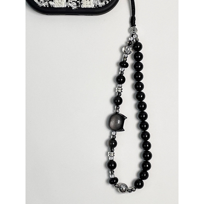 原创手机链挂链黑色猫咪