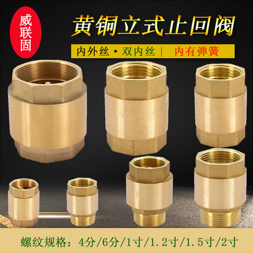 威联固黄铜立式止回阀4分6分1寸