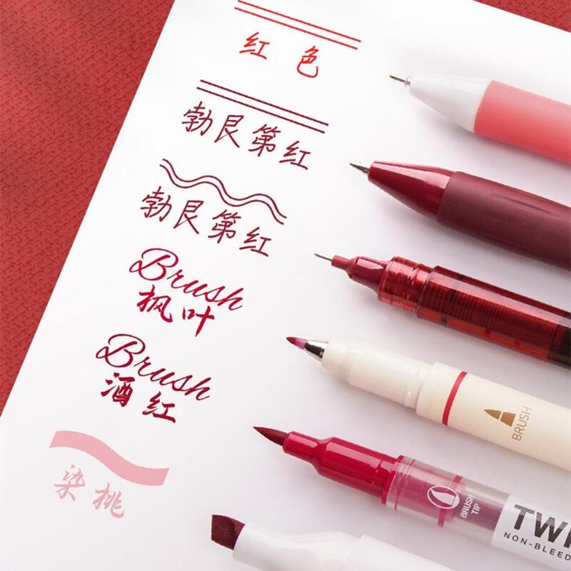 点石红笔学生专用老师按动式批改作业红色中性笔秀丽笔按动圆珠笔