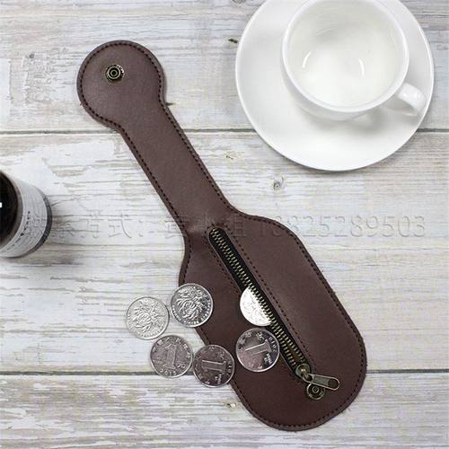 头层牛皮波士顿皮拍子铅块户外硬币包零钱包23cm折叠防身edc女士