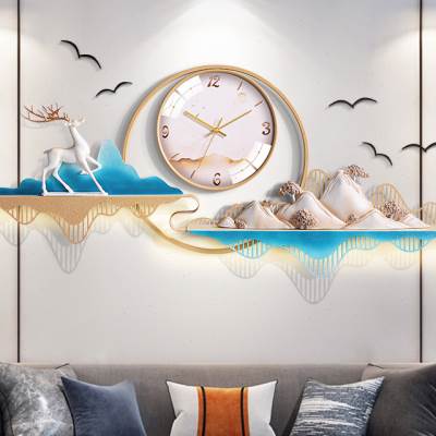 创意大气钟表挂钟客厅现代简约轻奢艺术表家用时尚挂墙壁挂时钟灯