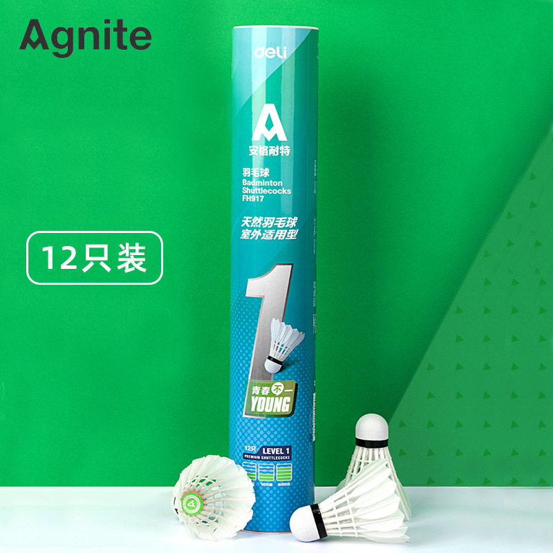 得力安格耐特fh917羽毛球12只/装 耐打羽毛室内室外耐磨训练球
