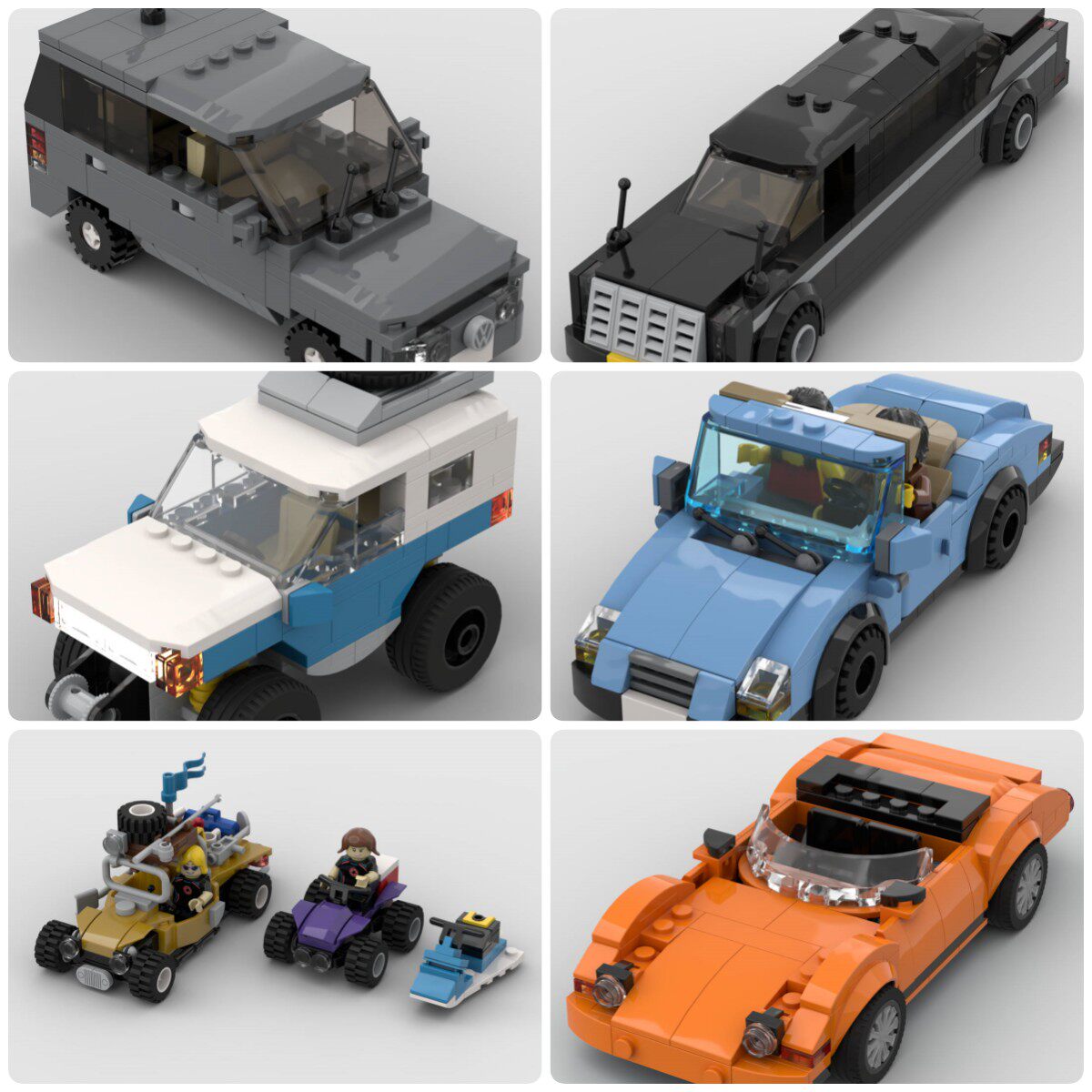 定制积木斯凯跑车沙滩车民用汽车凯迪拉克野兽大众VW途观越野车