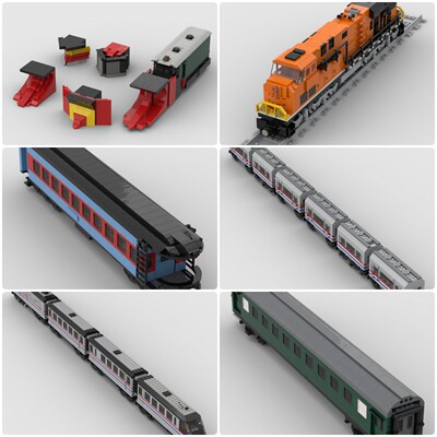 定制积木地铁雪犁列车BNSF铁路公司GEVO型内燃机车都市特快货车