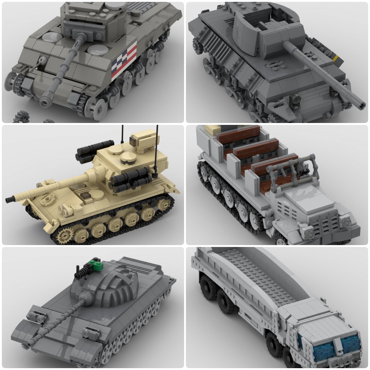 定制积木玩具AMX-13 HOT轻型坦克歼击车战斗运输车重型半履带车