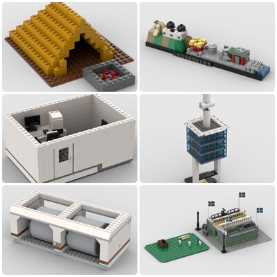 定制积木创意设计游戏室瑞典鸡城堡辛烷燃料大楼洛杉矶天际线露营