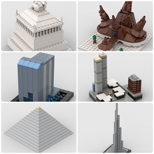 定制积木玩具哈利法塔金字塔世界贸易中心海神泉公园摩索拉斯陵墓