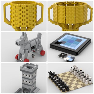 定制积木创意设计儿童玩具奖杯滑动拼图骰子塔国际象棋复古木狗