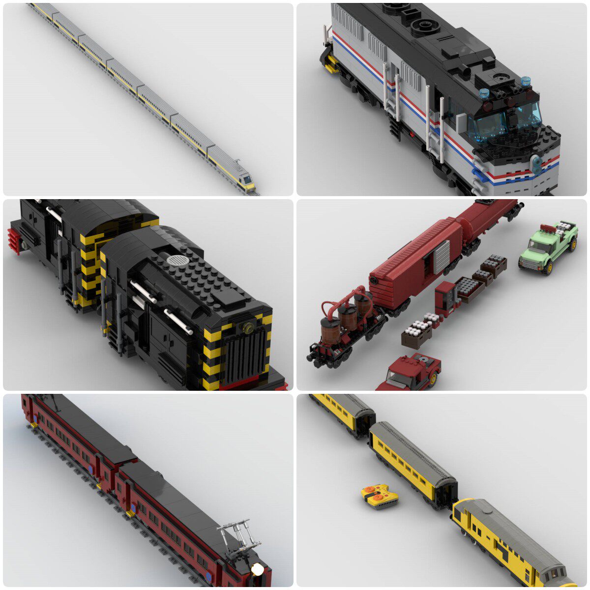 定制积木F40PH型内燃机车列车374型电力动车组电力机车卡车和火车