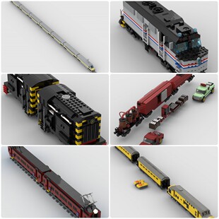 定制积木F40PH型内燃机车列车374型电力动车组电力机车卡车和火车