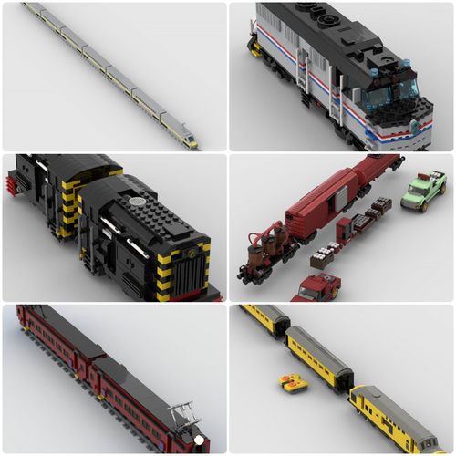 定制积木F40PH型内燃机车列车374型电力动车组电力机车卡车和火车
