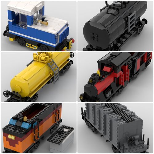 定制积木创意设计带盖料斗柴油机车火车油车LED灯列车分流器罐车