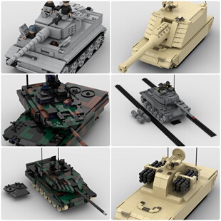 定制积木虎式重型坦克豹2A7主战坦克防空坦克自行火炮IS2重型坦克