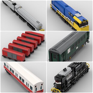 定制积木重载列车机车动车NPNR型内燃机车列车箱式车厢Class8机车