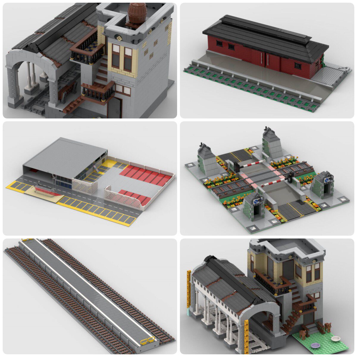 定制积木创意设计新款儿童拼装益智玩具火车站交叉口站台汽车总站