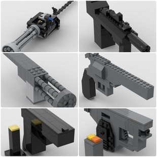 定制积木玩具BAD枪韦伯利自装填手枪格洛克17型手枪转管式机枪