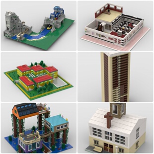 定制积木创意设计山地探险前哨站教堂摩天大楼海事学校餐厅树屋
