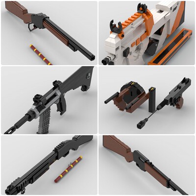 定制积木M870式霰弹枪M1887霰弹枪P90冲锋枪汤普森冲锋枪自动步枪